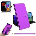 For Samsung Galaxy A21s Imitated Mirror Surface Horizontal Flip Leather Case with Holder & Card Slots & Wallet & Lanyard(Purple) - 1