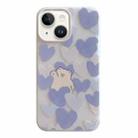 For iPhone 15 Jelly 2 in 1 TPU Hybrid PC Phone Case(Purple Heart Bear) - 1