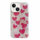 For iPhone 15 Jelly 2 in 1 TPU Hybrid PC Phone Case(Red Heart Bear) - 1