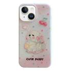 For iPhone 14 Jelly 2 in 1 TPU Hybrid PC Phone Case(Cherry Cute Puppy) - 1