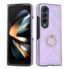 For Samsung Galaxy Z Fold4 V-shaped Folding Phone Case with Rotating Ring(Purple) - 1