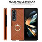 For Samsung Galaxy Z Fold4 V-shaped Folding Phone Case with Rotating Ring(Brown) - 2