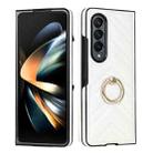 For Samsung Galaxy Z Fold6 V-shaped Folding Phone Case with Rotating Ring(White) - 1