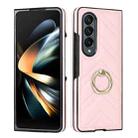 For Samsung Galaxy Z Fold6 V-shaped Folding Phone Case with Rotating Ring(Pink) - 1