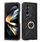 For Samsung Galaxy Z Fold6 V-shaped Folding Phone Case with Rotating Ring(Black) - 1