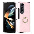 For Samsung Galaxy Z Fold6 V-shaped Folding Phone Case with Rotating Ring(Rose Gold) - 1