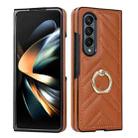 For Samsung Galaxy Z Fold6 V-shaped Folding Phone Case with Rotating Ring(Brown) - 1