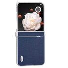 For Honor Magic V Flip ABEEL Three Parts Frosted Translucent Frame Genuine Leather Luolai Series Phone Case(Dark Blue) - 2