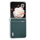 For Honor Magic V Flip ABEEL Three Parts Frosted Translucent Frame Genuine Leather Luolai Series Phone Case(Dark Green) - 2