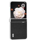 For Honor Magic V Flip ABEEL Three Parts Frosted Translucent Frame Genuine Leather Luolai Series Phone Case(Black) - 2