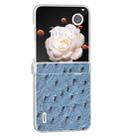 For Honor Magic V Flip ABEEL Three Parts Frosted Translucent Frame Genuine Leather Ostrich Texture Phone Case(Blue) - 2