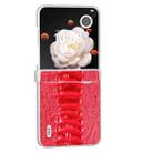 For Honor Magic V Flip ABEEL Three Parts Frosted Translucent Frame Genuine Leather Weilai Series Phone Case(Red) - 2