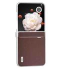 For Honor Magic V Flip ABEEL Three Parts Frosted Translucent Frame Genuine Leather Xiaoya Series Phone Case(Coffee) - 2