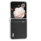 For Honor Magic V Flip ABEEL Three Parts Frosted Translucent Frame Genuine Leather Xiaoya Series Phone Case(Black) - 2