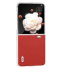 For Honor Magic V Flip ABEEL Frosted Translucent Frame Genuine Leather Luolai Series Phone Case(Red) - 2