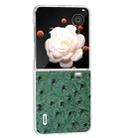 For Honor Magic V Flip ABEEL Frosted Translucent Frame Genuine Leather Ostrich Texture Phone Case(Green) - 2