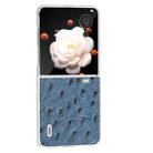 For Honor Magic V Flip ABEEL Frosted Translucent Frame Genuine Leather Ostrich Texture Phone Case(Blue) - 2