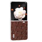 For Honor Magic V Flip ABEEL Frosted Translucent Frame Genuine Leather Ostrich Texture Phone Case(Coffee) - 2