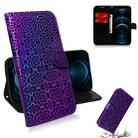 For iPhone 12 Pro Max Solid Color Colorful Magnetic Buckle Horizontal Flip PU Leather Case with Holder & Card Slots & Wallet & Lanyard(Purple) - 1