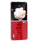 For Honor Magic V Flip ABEEL Frosted Translucent Frame Genuine Leather Weilai Series Phone Case(Red) - 2