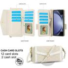 For Samsung Galaxy Z Fold6 Splicing Rhombic Texture Card Holder Phone Case with Lanyard, Not Included Pen(Beige) - 2