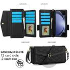 For Samsung Galaxy Z Fold6 Splicing Rhombic Texture Card Holder Phone Case with Lanyard, Not Included Pen(Black) - 2