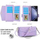 For Samsung Galaxy Z Fold6 Splicing Rhombic Texture Card Holder Phone Case with Lanyard, Not Included Pen(Purple) - 2