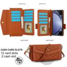 For Samsung Galaxy Z Fold5 Splicing Rhombic Texture Card Holder Phone Case with Lanyard, Not Included Pen(Brown) - 2