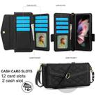 For Samsung Galaxy Z Fold4 Splicing Rhombic Texture Card Holder Phone Case with Lanyard, Not Included Pen(Black) - 2