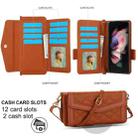 For Samsung Galaxy Z Fold4 Splicing Rhombic Texture Card Holder Phone Case with Lanyard, Not Included Pen(Brown) - 2