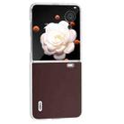 For Honor Magic V Flip ABEEL Frosted Translucent Frame Genuine Leather Xiaoya Series Phone Case(Coffee) - 2