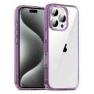 For iPhone 15 Pro Max PC Hybrid TPU Full Coverage Shockproof Phone Case(Transparent Purple) - 1