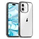 For iPhone 16 PC Hybrid TPU Full Coverage Shockproof Phone Case(Transparent Black) - 1