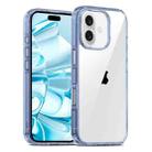 For iPhone 16 PC Hybrid TPU Full Coverage Shockproof Phone Case(Transparent Blue) - 1