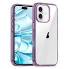 For iPhone 16 PC Hybrid TPU Full Coverage Shockproof Phone Case(Transparent Purple) - 1