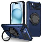 For iPhone 15 Rotating Magnetic Holder Phone Case(Royal Blue) - 1