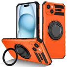 For iPhone 15 Rotating Magnetic Holder Phone Case(Orange) - 1