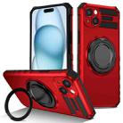 For iPhone 15 Rotating Magnetic Holder Phone Case(Red) - 1