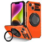 For iPhone 14 Plus Rotating Magnetic Holder Phone Case(Orange) - 1