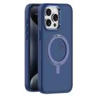 For iPhone 15 Pro Max Skin Feel Frosted MagSafe Magnetic Rotating Holder Phone Case(Dark Blue) - 1