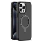 For iPhone 15 Pro Skin Feel Frosted MagSafe Magnetic Rotating Holder Phone Case(Black) - 1