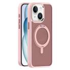 For iPhone 15 Plus Skin Feel Frosted MagSafe Magnetic Rotating Holder Phone Case(Pink) - 1