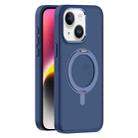 For iPhone 14 Plus Skin Feel Frosted MagSafe Magnetic Rotating Holder Phone Case(Dark Blue) - 1