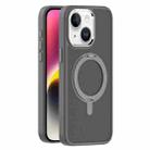 For iPhone 14 Skin Feel Frosted MagSafe Magnetic Rotating Holder Phone Case(Dark Grey) - 1