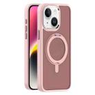 For iPhone 14 Skin Feel Frosted MagSafe Magnetic Rotating Holder Phone Case(Pink) - 1