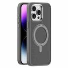 For iPhone 14 Pro Skin Feel Frosted MagSafe Magnetic Rotating Holder Phone Case(Dark Grey) - 1