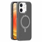 For iPhone 12 Skin Feel Frosted MagSafe Magnetic Rotating Holder Phone Case(Dark Grey) - 1