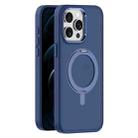 For iPhone 12 Pro Max Skin Feel Frosted MagSafe Magnetic Rotating Holder Phone Case(Dark Blue) - 1