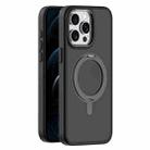 For iPhone 12 Pro Max Skin Feel Frosted MagSafe Magnetic Rotating Holder Phone Case(Black) - 1