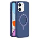 For iPhone 11 Skin Feel Frosted MagSafe Magnetic Rotating Holder Phone Case(Dark Blue) - 1